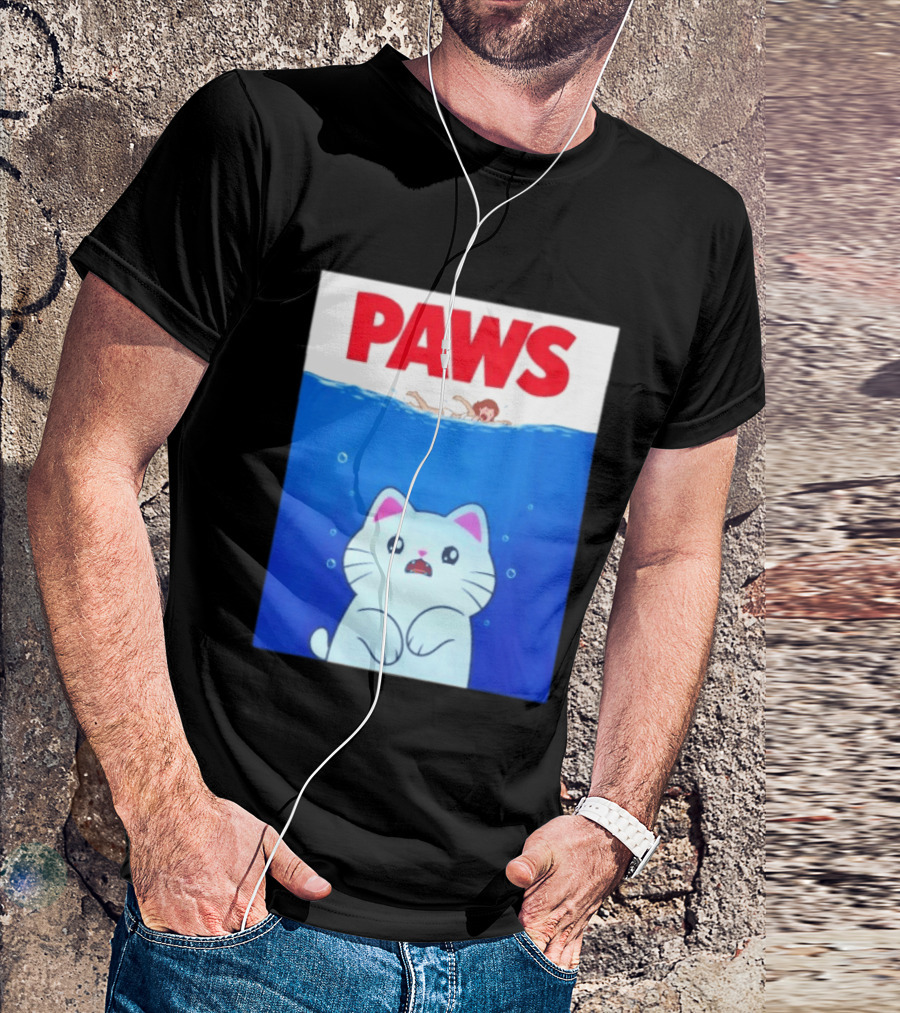 Paws Cat Parody Movie Jaws T-Shirt