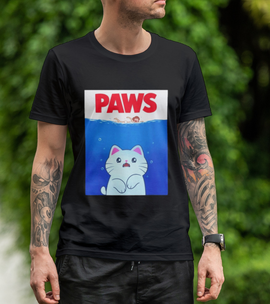 Paws Cat Parody Movie Jaws T-Shirt