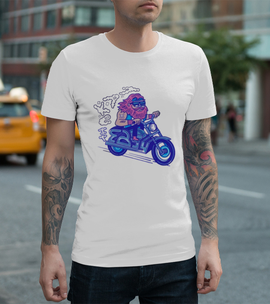 Billy Biker Cartoon Motorcycle Bearded Man T-Shirt