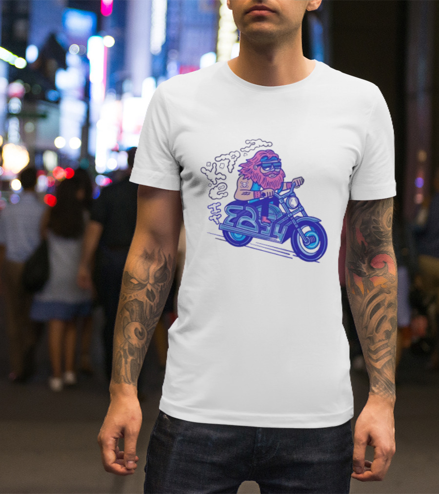 Billy Biker Cartoon Motorcycle Bearded Man T-Shirt