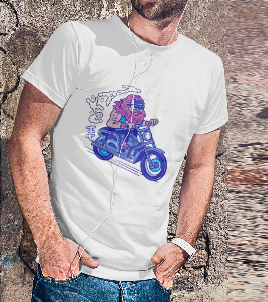 Billy Biker Cartoon Motorcycle Bearded Man T-Shirt