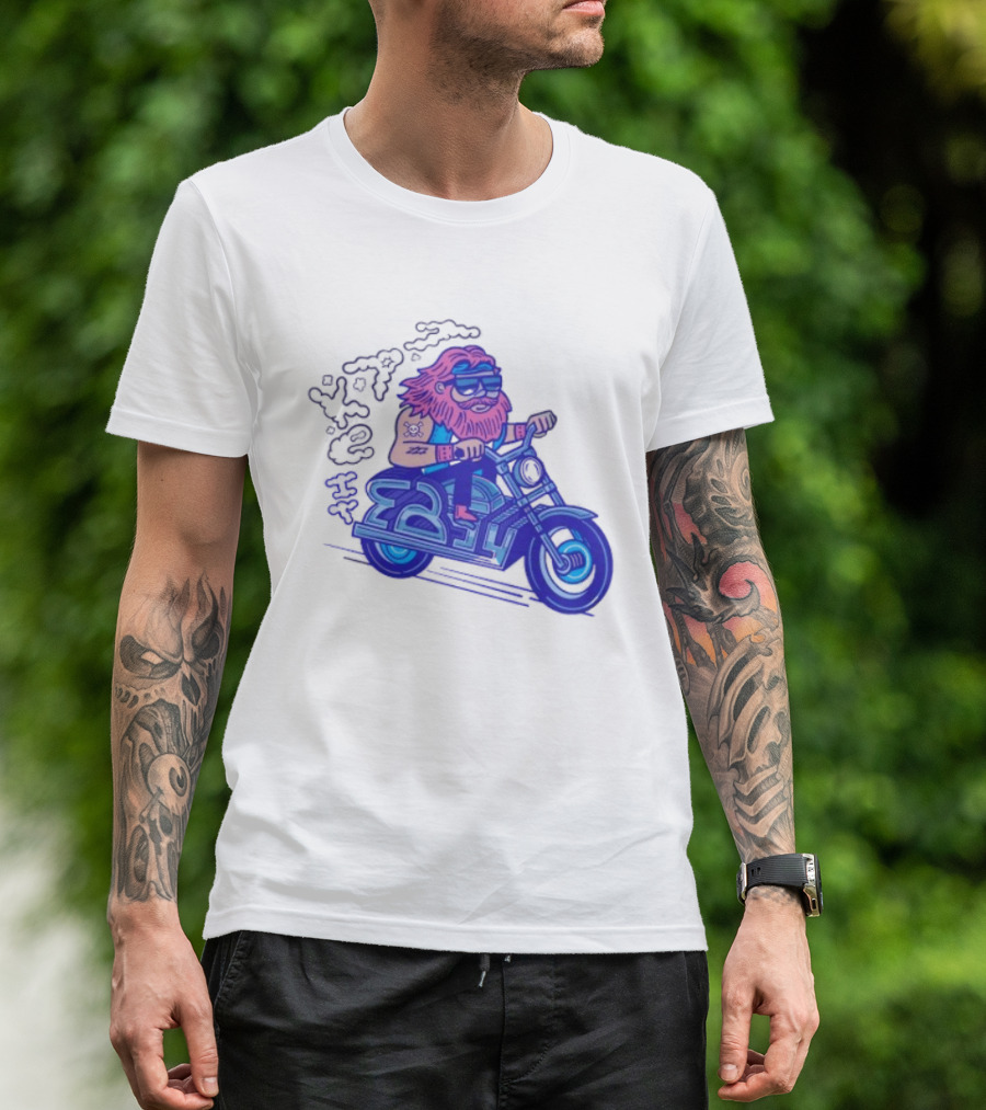 Billy Biker Cartoon Motorcycle Bearded Man T-Shirt
