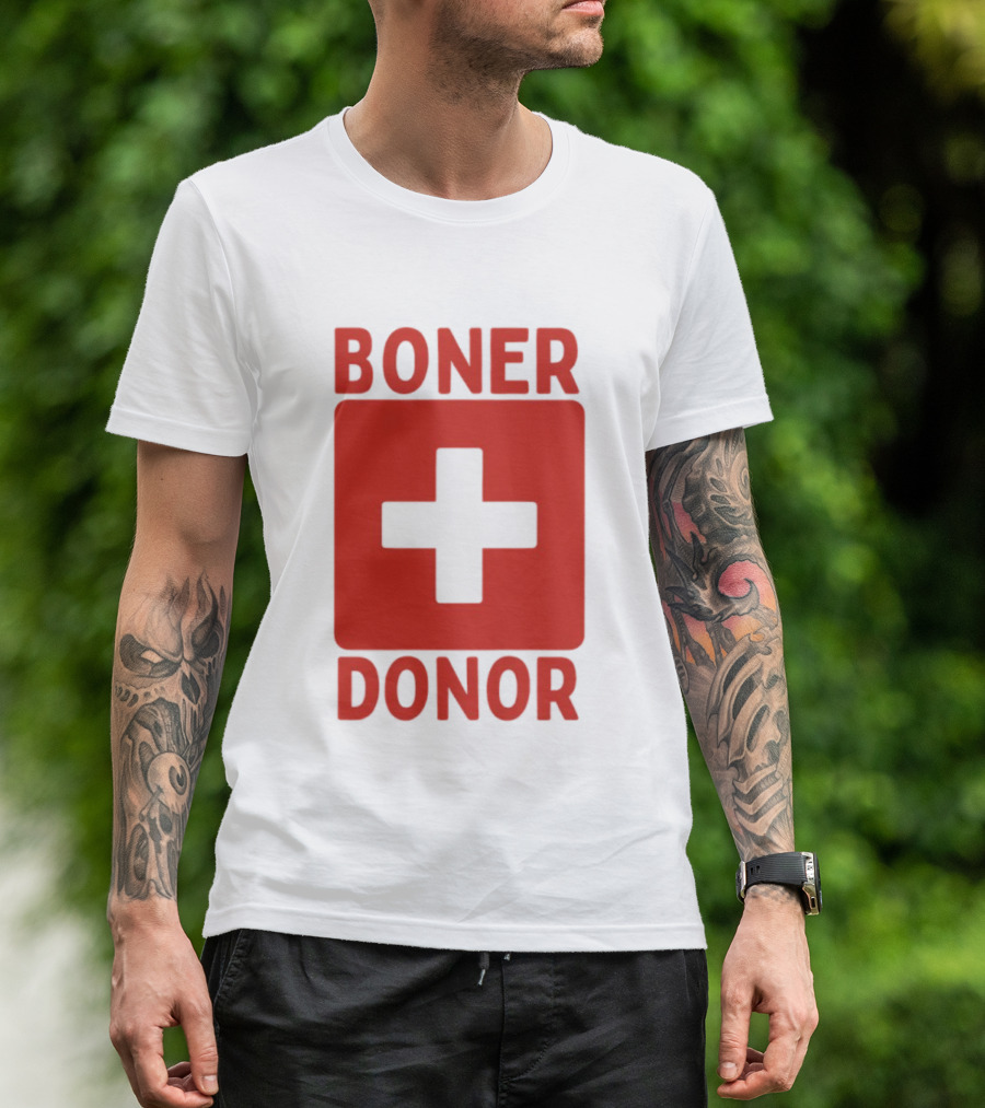 Boner Donor Sarcastic Adult Humor Red Cross T-Shirt