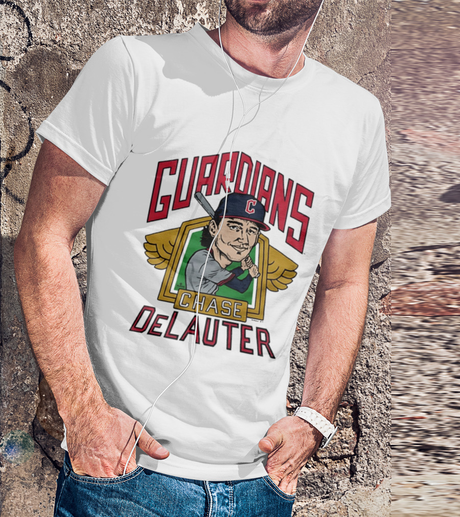 Guardians Chase DeLauter Baseball Caricature T-Shirt
