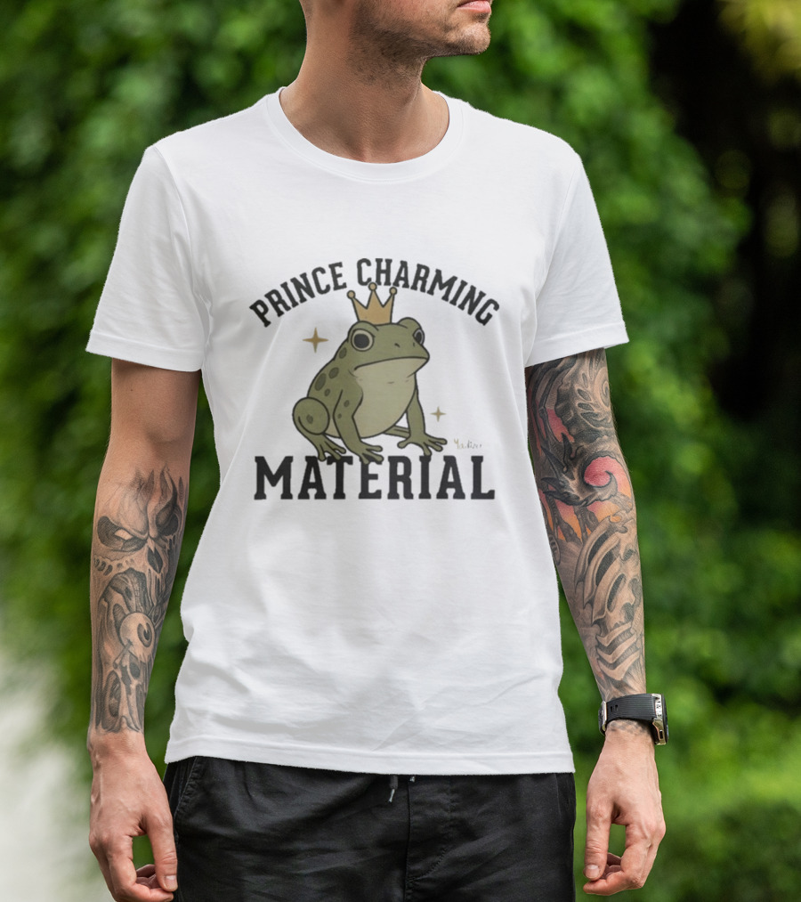 Prince Charming Material Frog With Crown And Stars T-Shirt