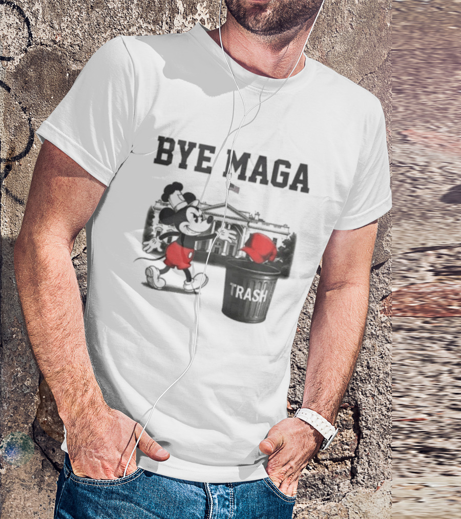 Bye Maga Trash Mickey Mouse Political Satire T-Shirt