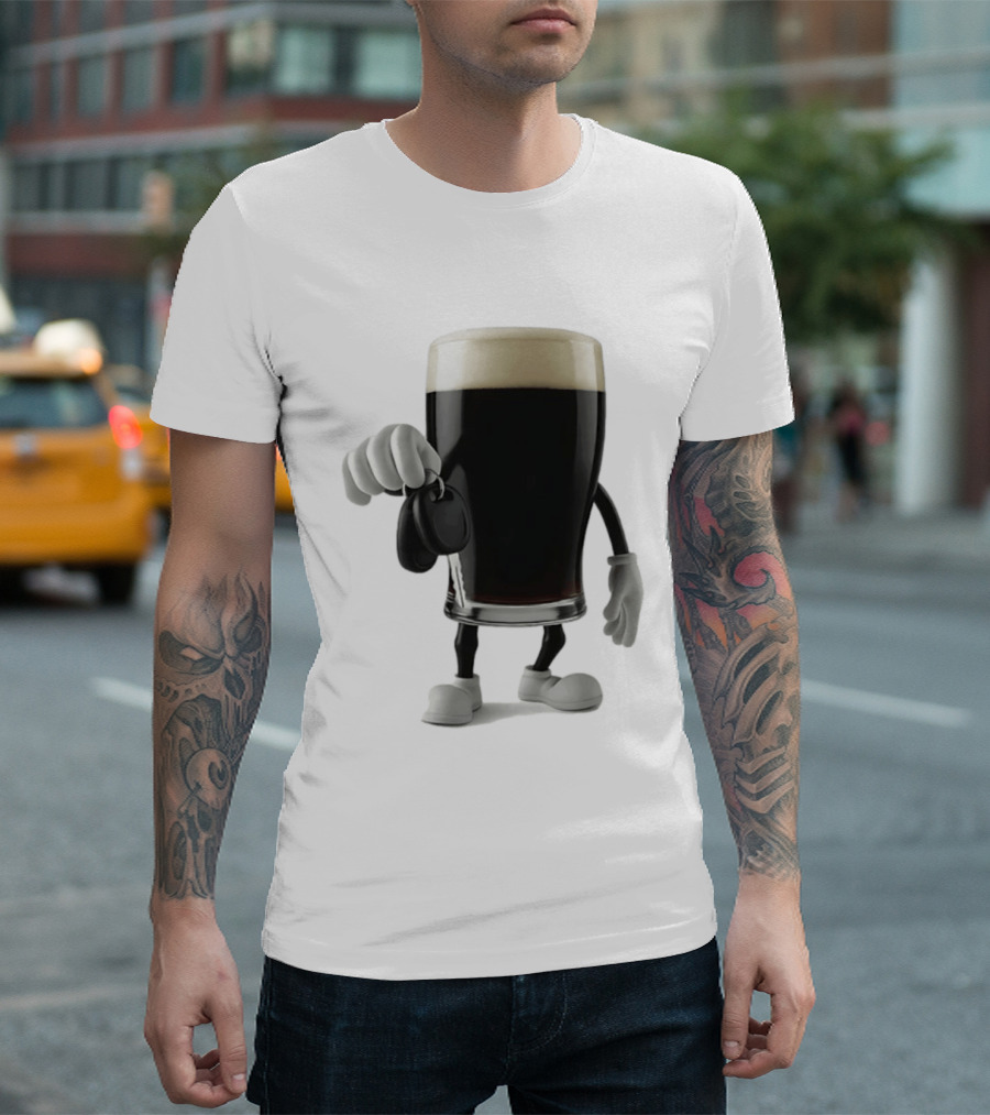 Guinness Beer Pint Holding Car Keys T-Shirt