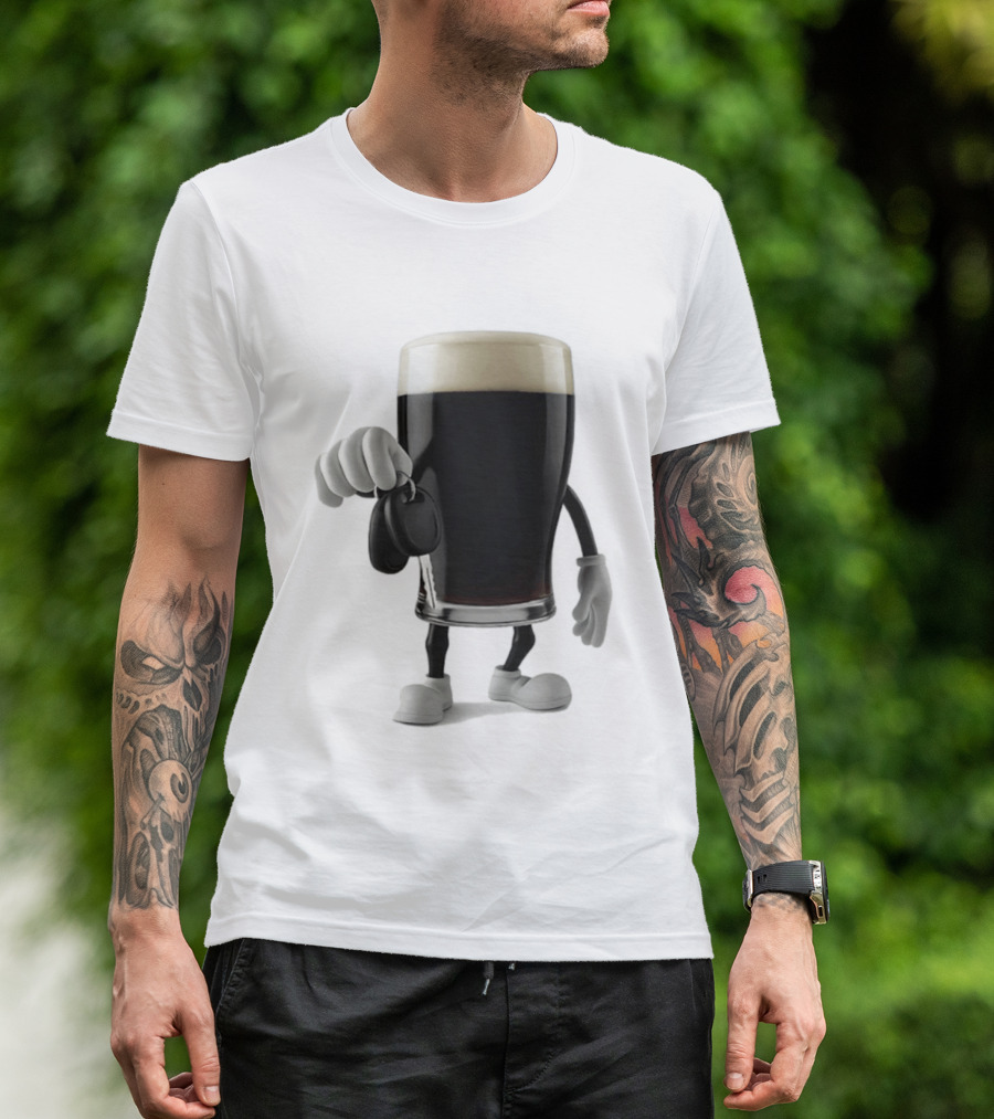 Guinness Beer Pint Holding Car Keys T-Shirt
