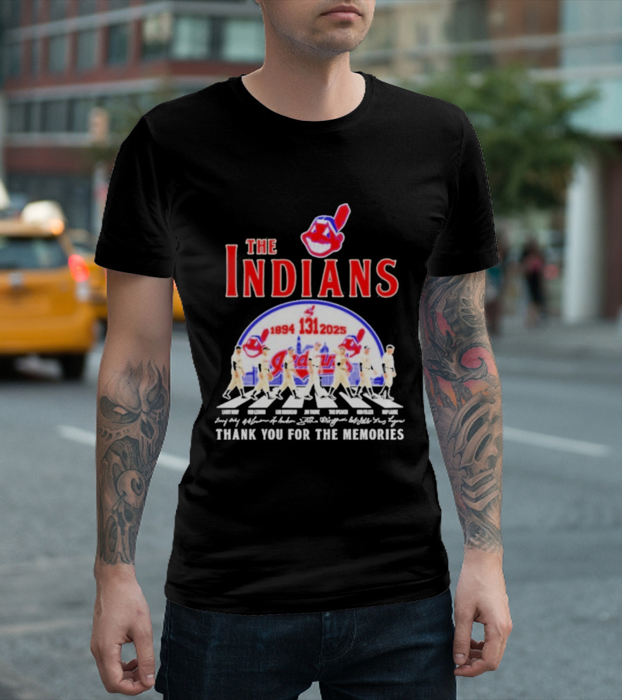 The Cleveland Indians 131st Anniversary 1894 2025 Thank You For The Memories Abbey Road Signatures T-Shirt