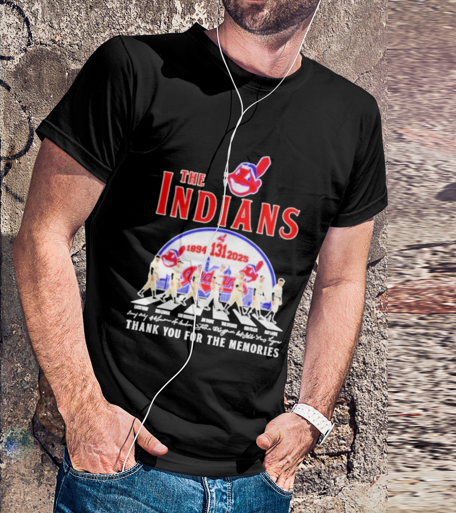 The Cleveland Indians 131st Anniversary 1894 2025 Thank You For The Memories Abbey Road Signatures T-Shirt