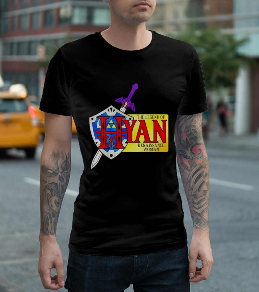 Hyan Renaissance Woman Legend Triforce Shield Sword T-Shirt
