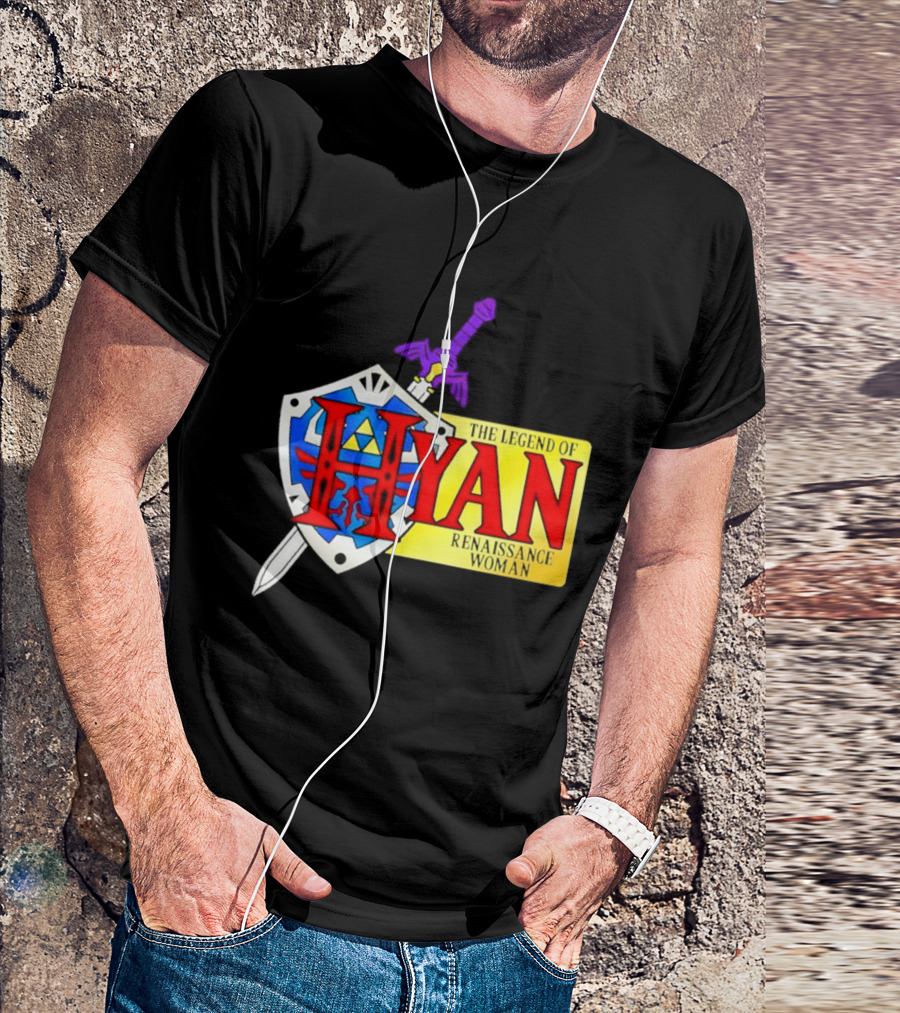 Hyan Renaissance Woman Legend Triforce Shield Sword T-Shirt