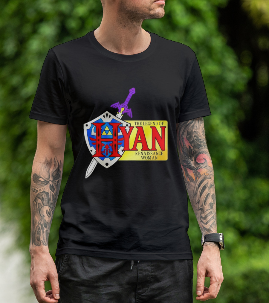 Hyan Renaissance Woman Legend Triforce Shield Sword T-Shirt