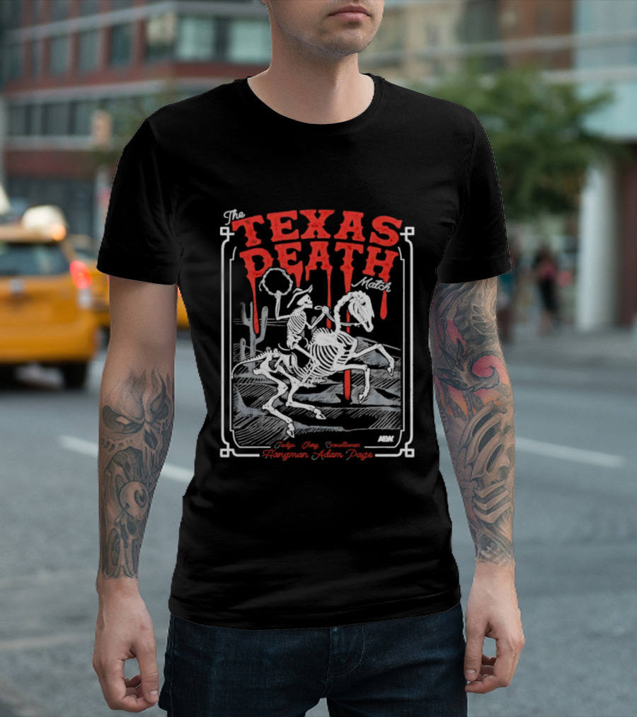 The Texas Death Match Skeleton Riding Wild Desert Scene T-Shirt