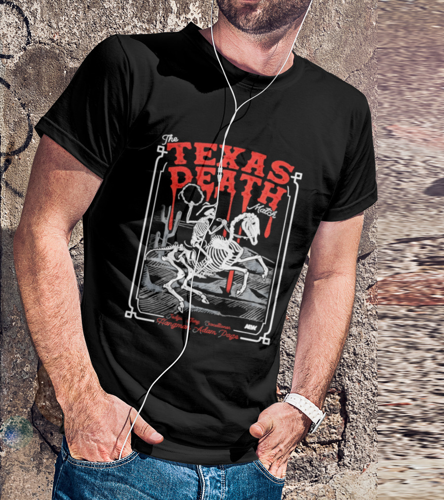 The Texas Death Match Skeleton Riding Wild Desert Scene T-Shirt