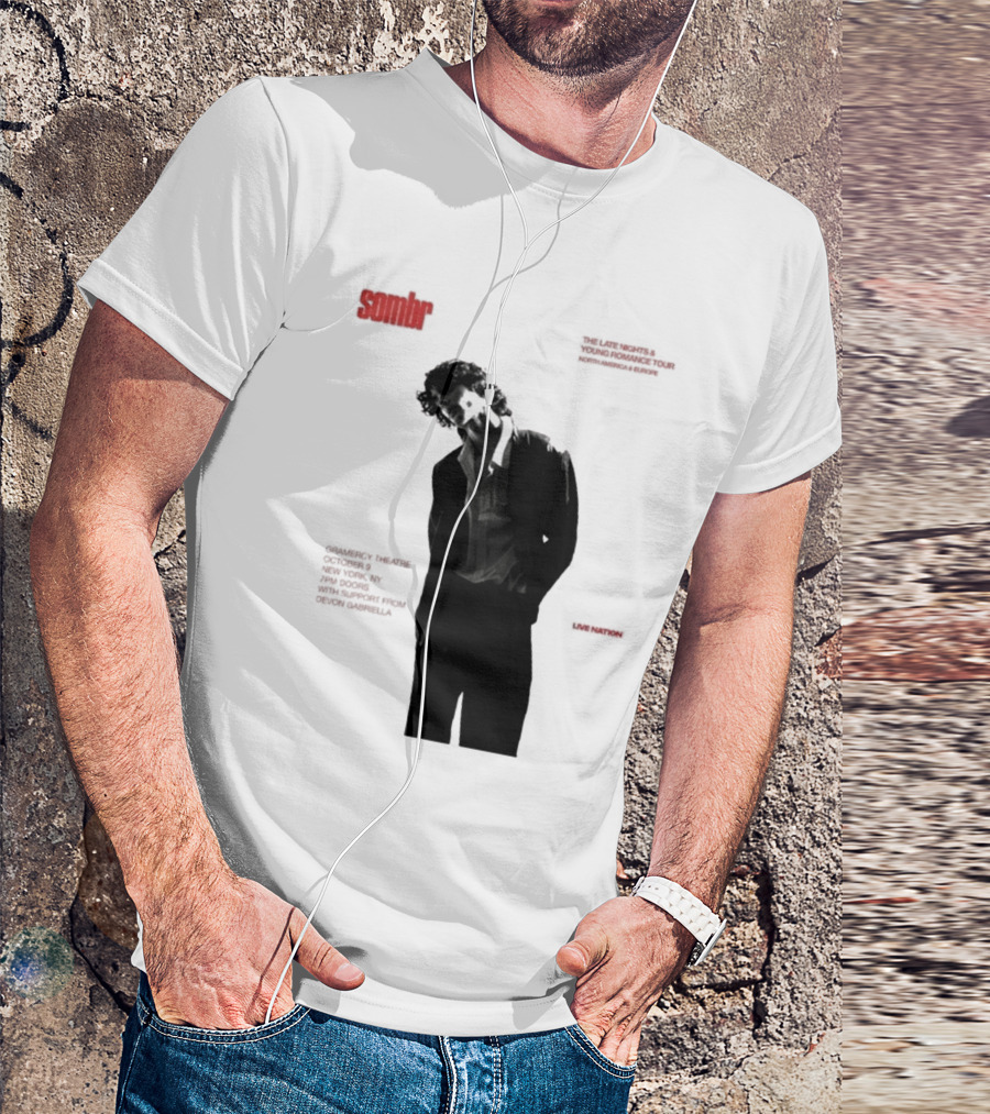 Sombr The Late Nights And Young Romance Tour Dates 2025 North America And Europe T-Shirt