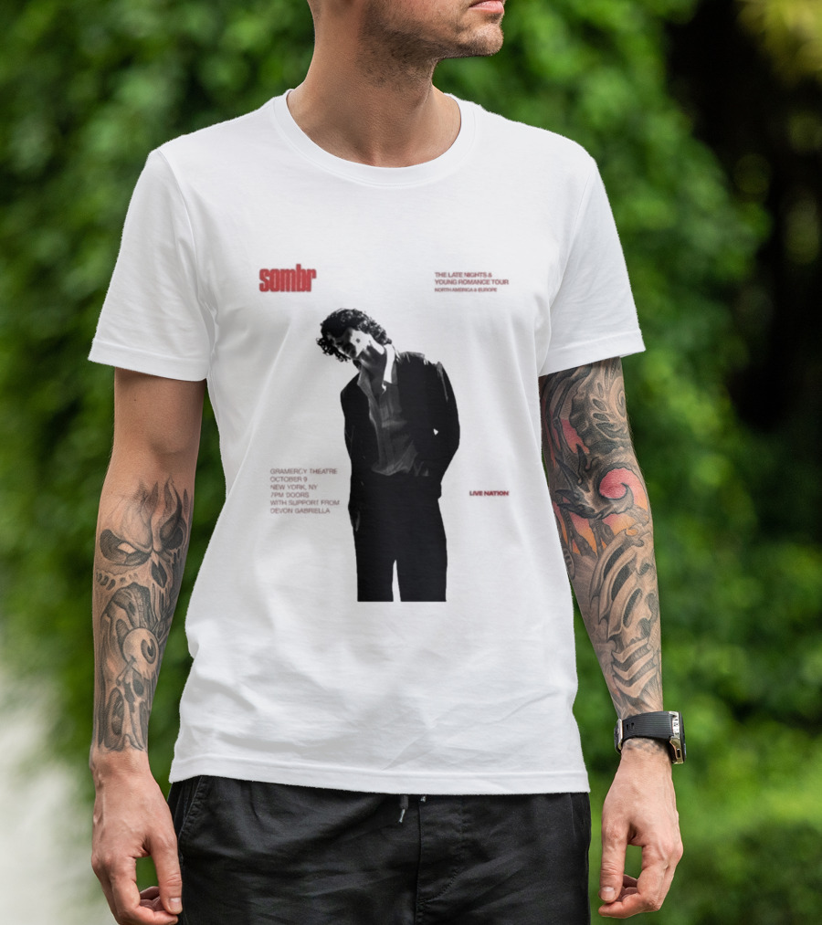 Sombr The Late Nights And Young Romance Tour Dates 2025 North America And Europe T-Shirt
