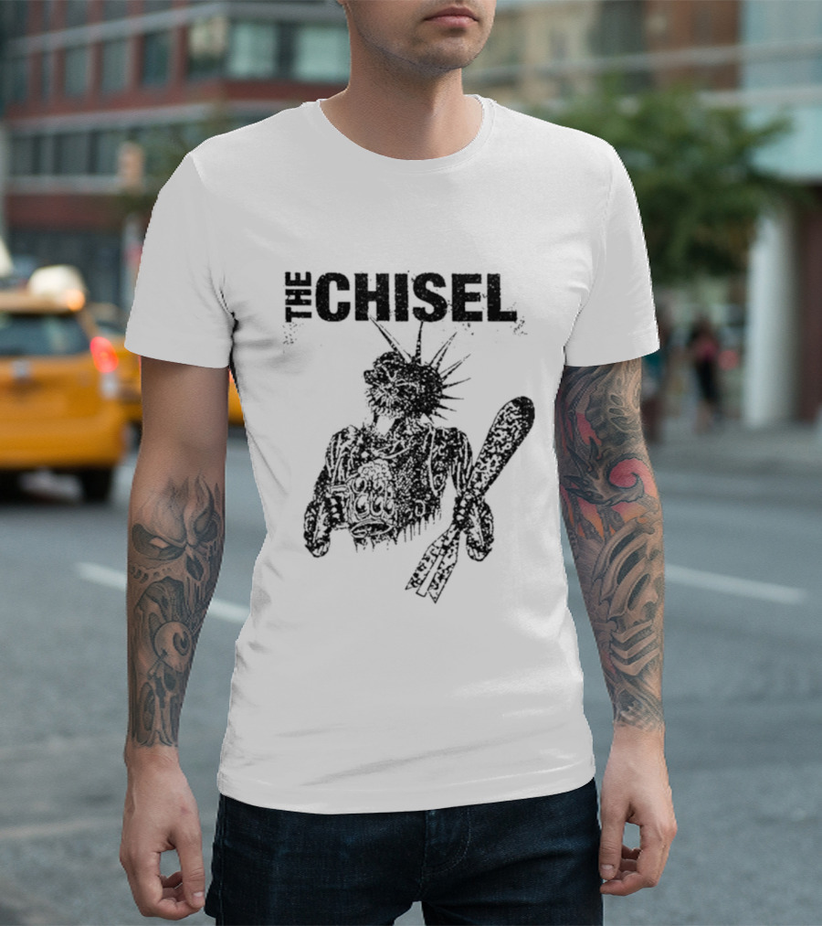 The Chisel Skeleton Statue Liberty Punk T-Shirt