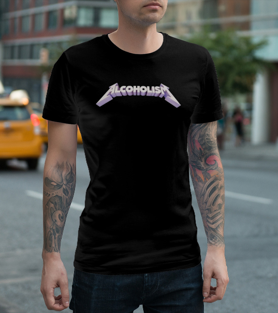 Alcoholism Metallica Style Font T-Shirt