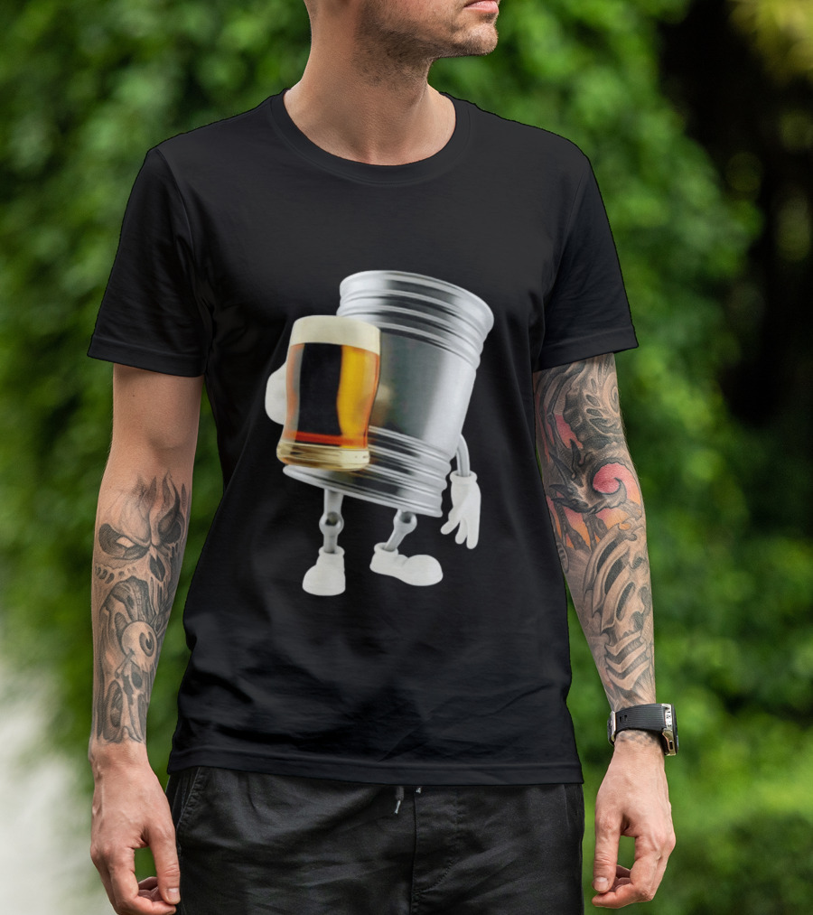 Beer Keg Holding Glass Character Meme T-Shirt
