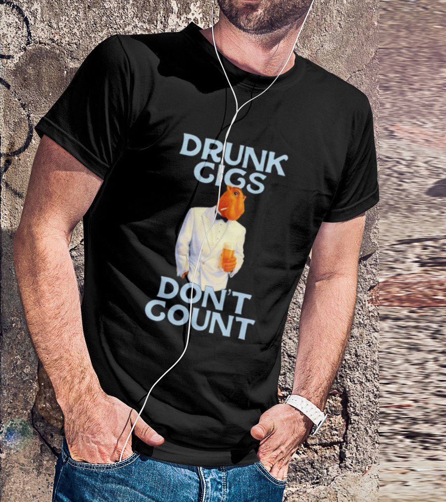 Drunk Gigs Don't Count Camel Smoking Beer In Tuxedo T-Shirt