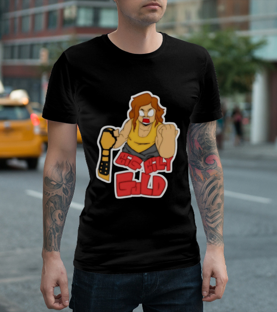 Big Billy Gold Wrestling Champion Belt Bold Cartoon T-Shirt