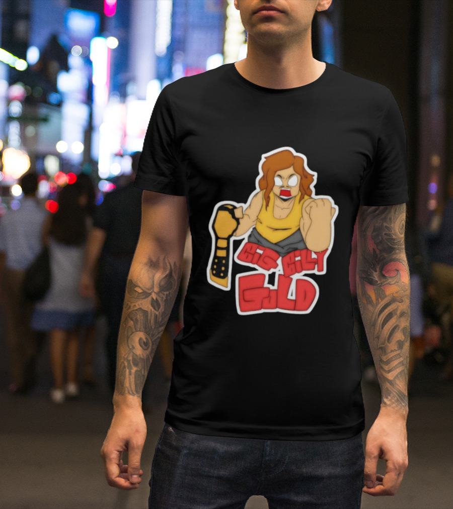 Big Billy Gold Wrestling Champion Belt Bold Cartoon T-Shirt