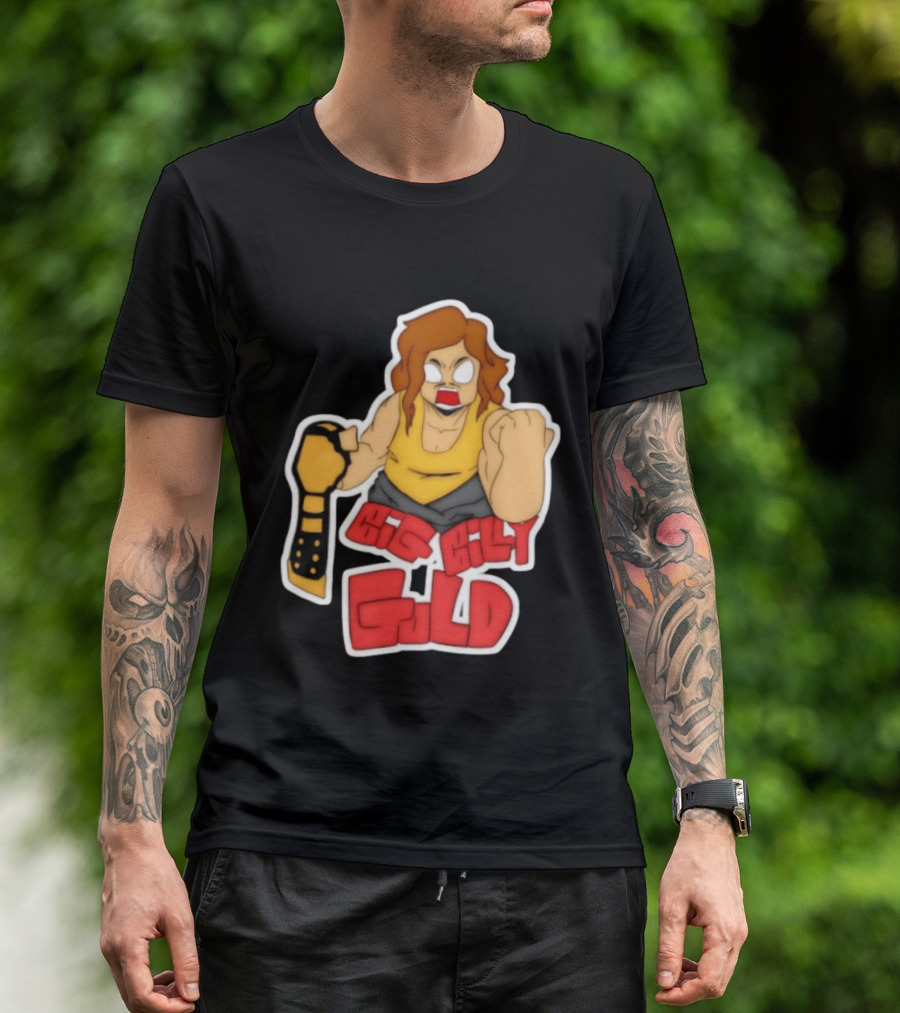 Big Billy Gold Wrestling Champion Belt Bold Cartoon T-Shirt