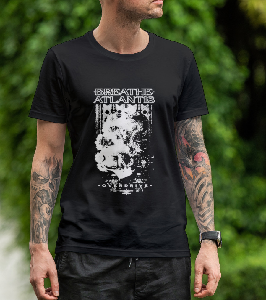 Breathe Atlantis Overdrive White Text And Skull T-Shirt