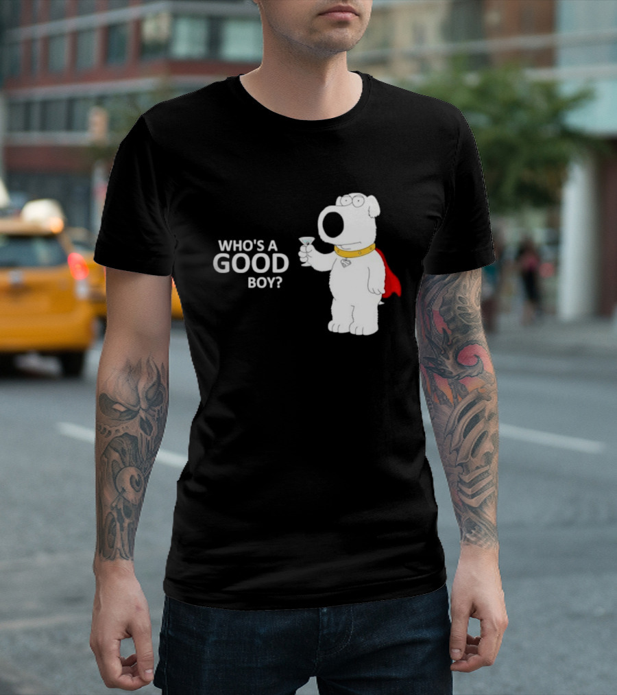 Brian Griffin Who's A Good Boy Family Guy Red Cape Martini T-Shirt
