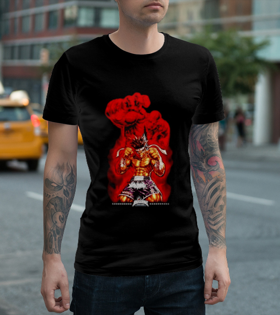 Brick And Bone Fight Club Thai Boxing Warrior With Fiery Fist T-Shirt