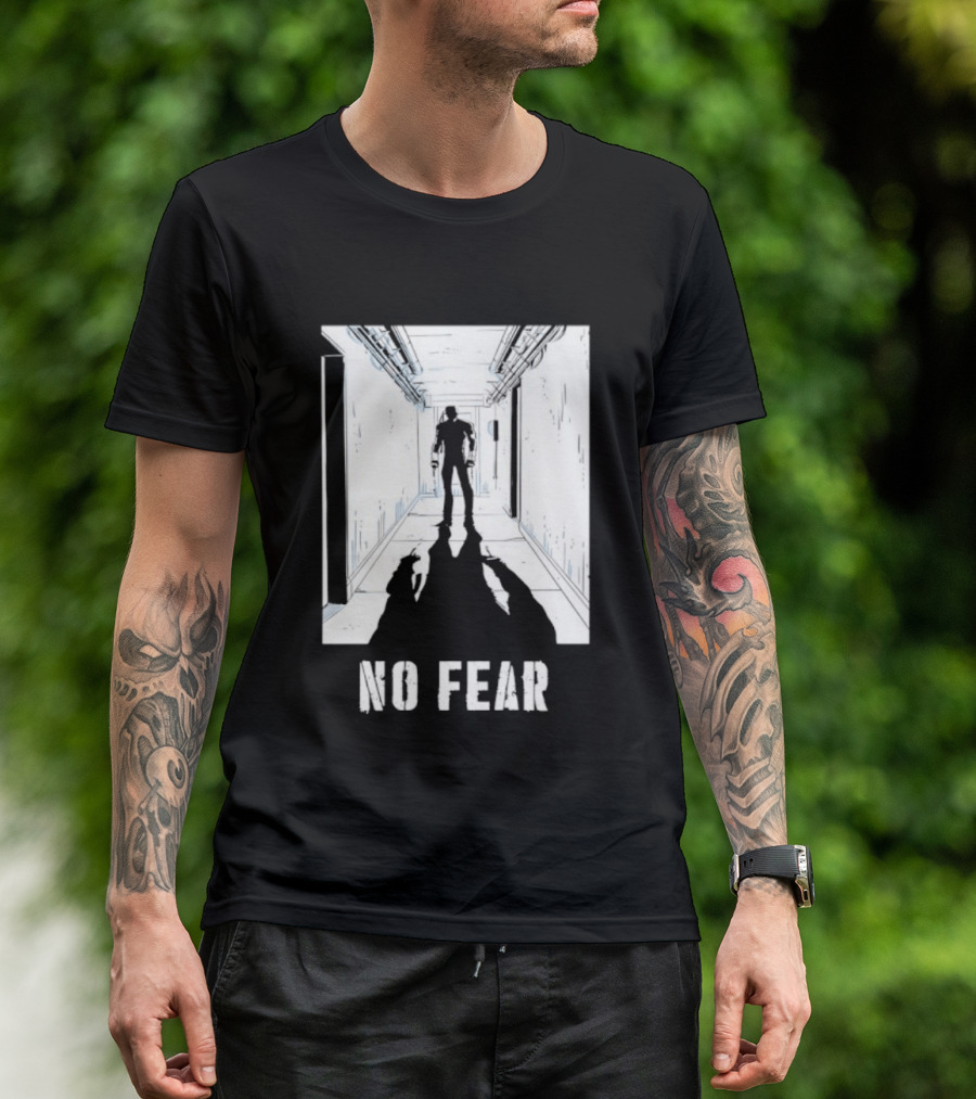 No Fear Courage Motivation Silhouette In Corridor T-Shirt