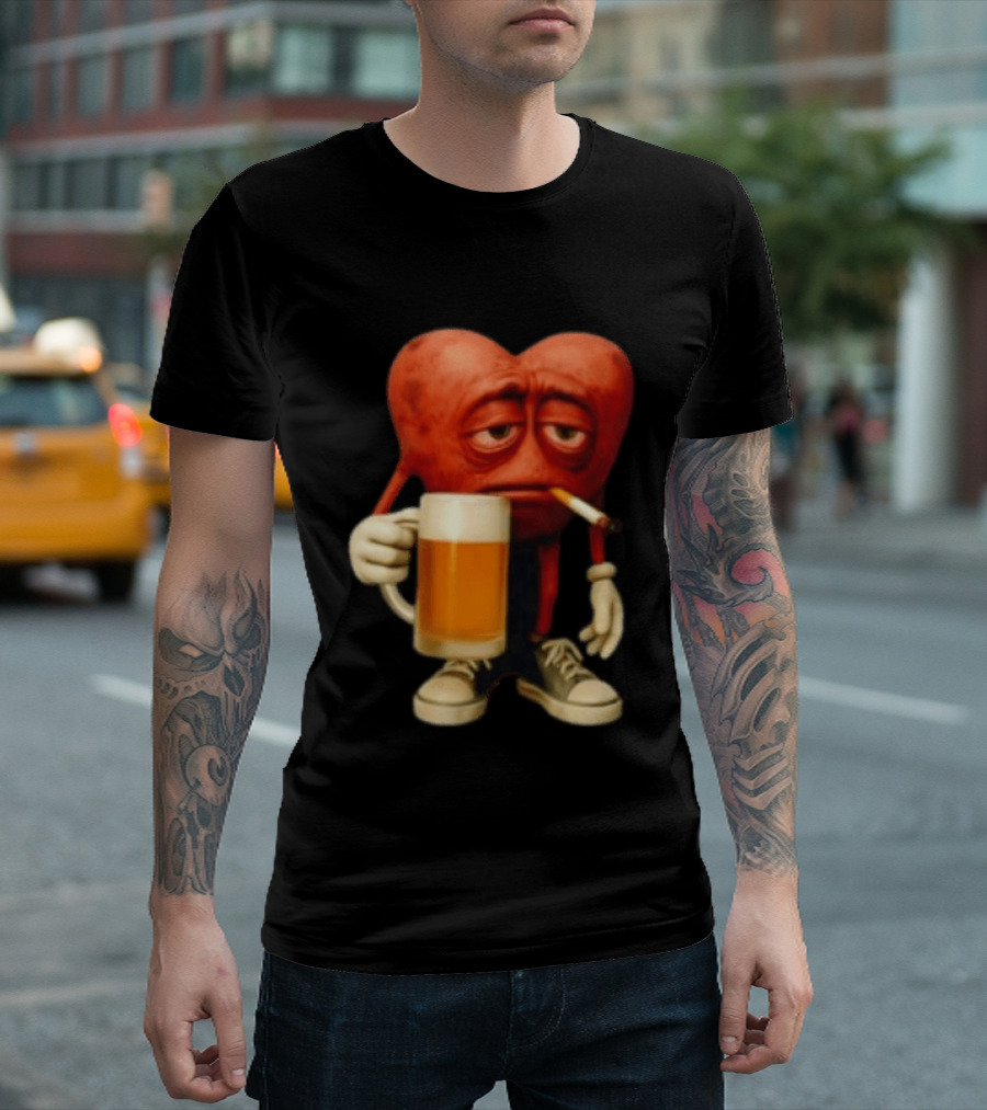 Your Heart Smoking Cigarette And Holding Beer In Sneakers T-Shirt