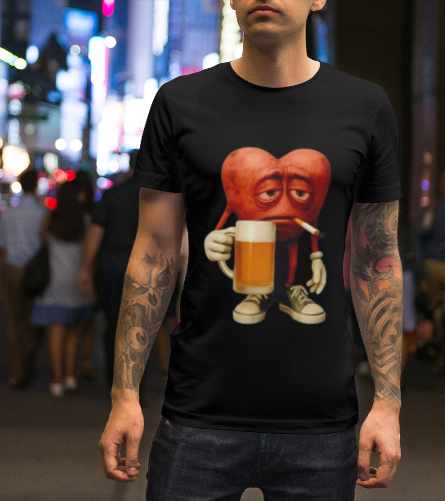 Your Heart Smoking Cigarette And Holding Beer In Sneakers T-Shirt
