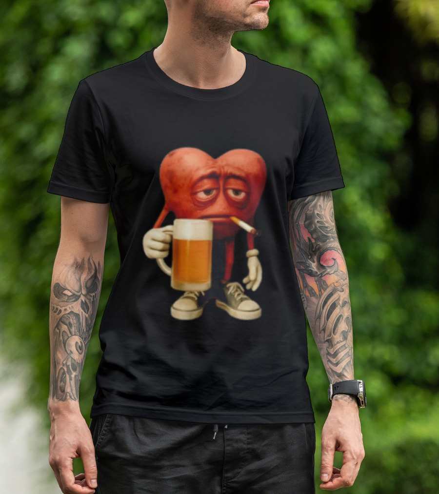 Your Heart Smoking Cigarette And Holding Beer In Sneakers T-Shirt
