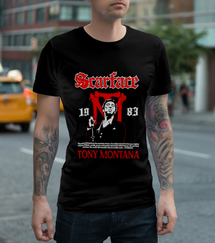 Scarface 1983 Tony Montana American Dream Red White T-Shirt