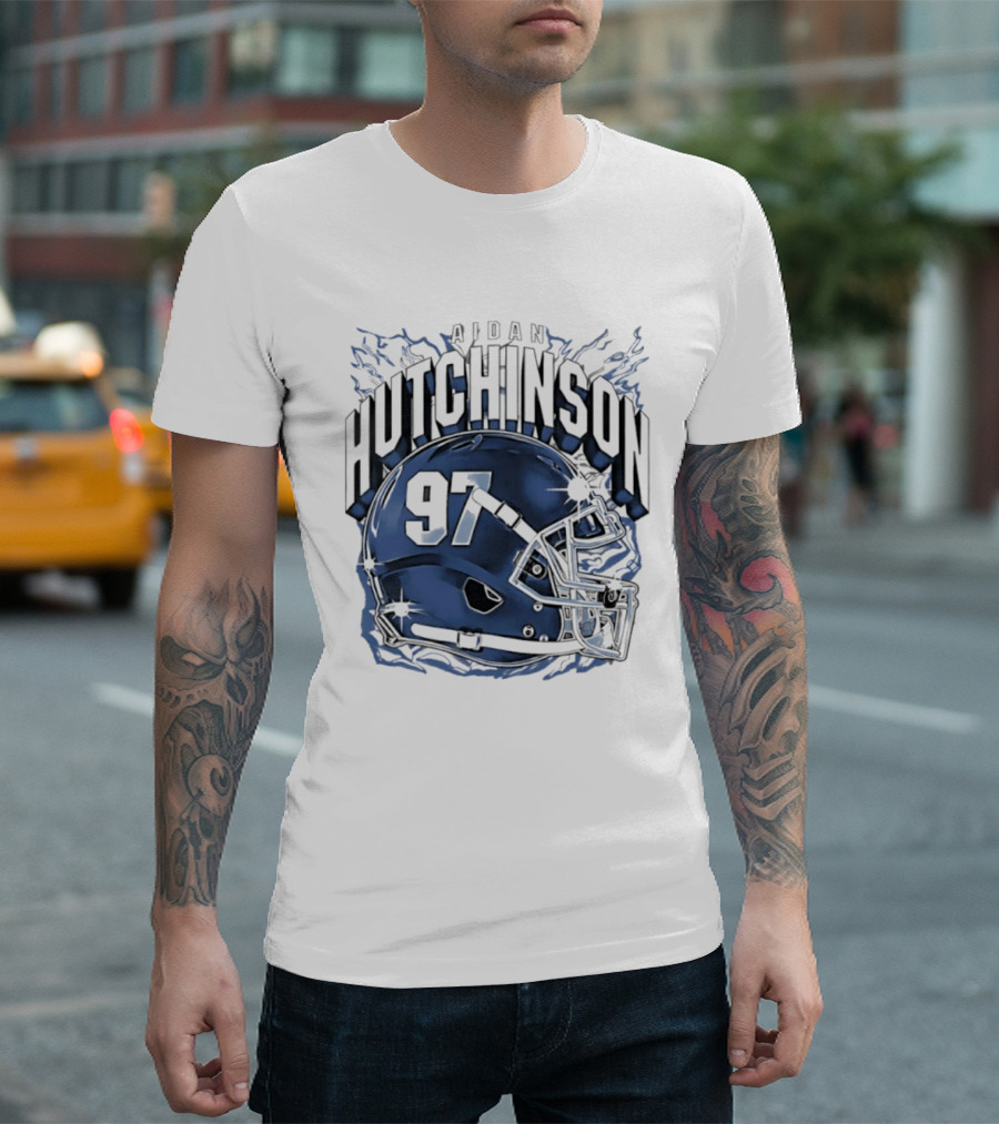 Aidan Hutchinson 97 Detroit Lions Football Helmet T-Shirt