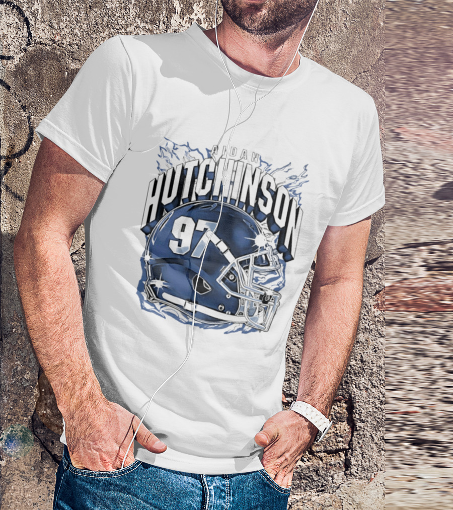 Aidan Hutchinson 97 Detroit Lions Football Helmet T-Shirt