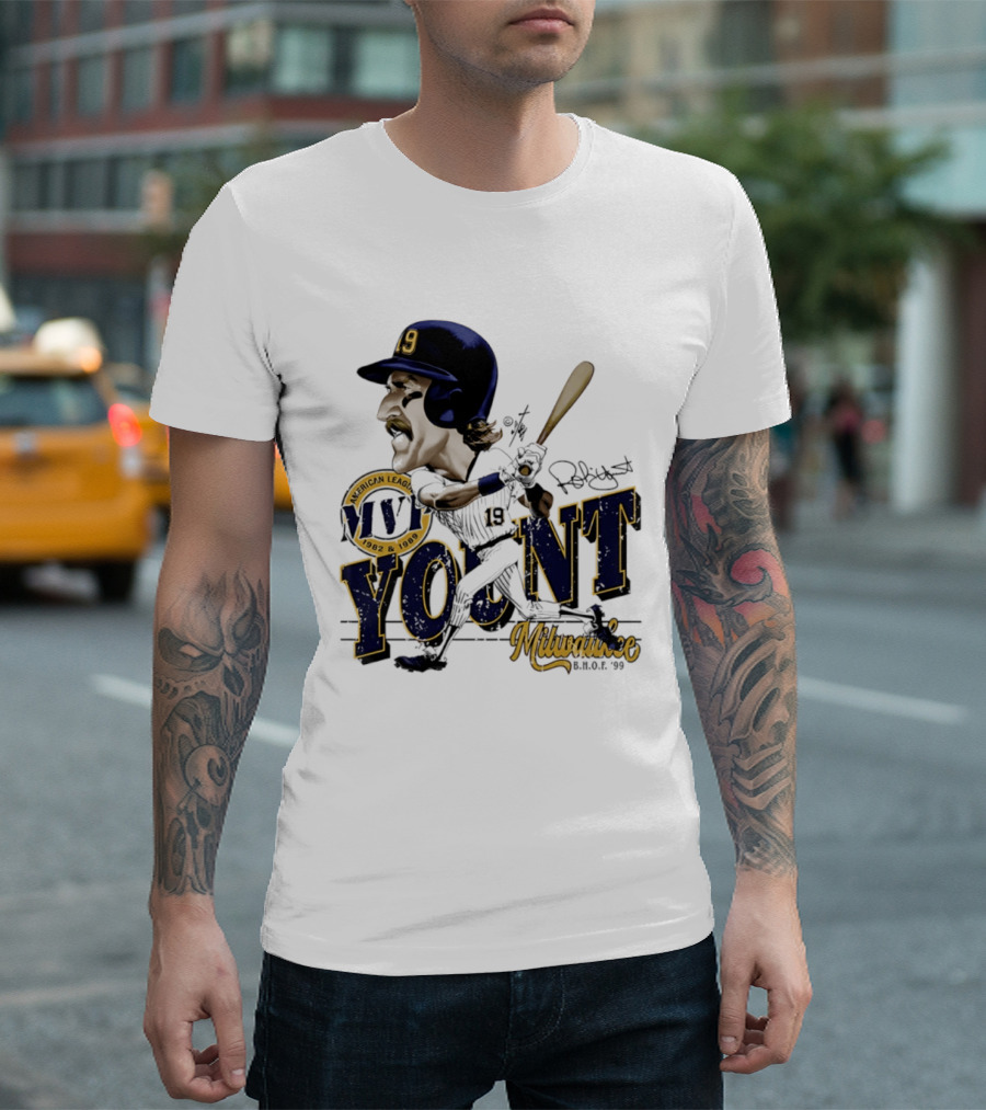 Robin Yount Milwaukee MVP American League 1982 1989 Milwaukee B.O.C. '90 T-Shirt