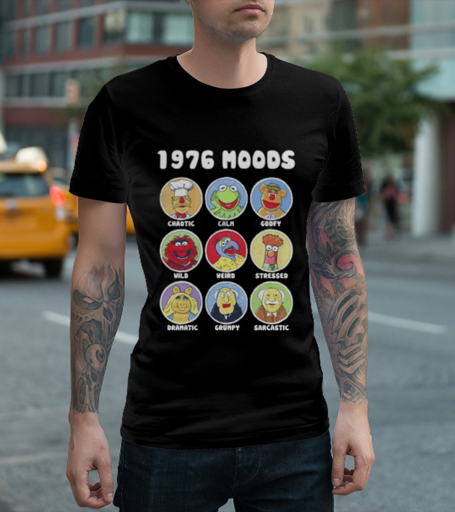 1976 Moods The Muppets Kermit Miss Piggy Animal Fozzie Beaker Swedish Chef Bunsen Honeydew Sam Eagle Statler Waldorf T-Shirt