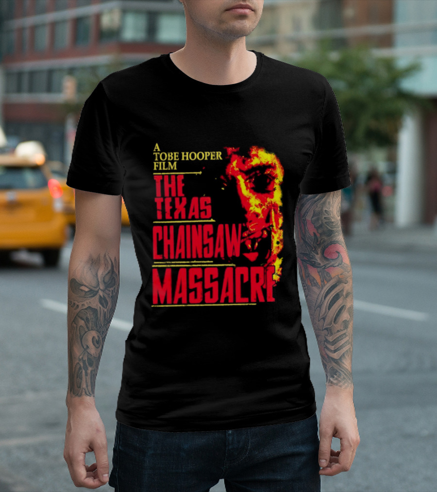 A Tobe Hooper Film The Texas Chainsaw Massacre Flame Chainsaw T-Shirt