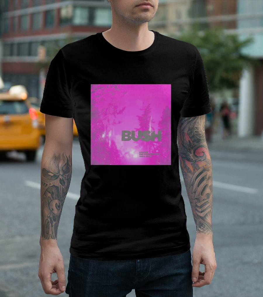 Bush Loaded The Greatest Hits 1994 2023 Pink Album Cover T-Shirt