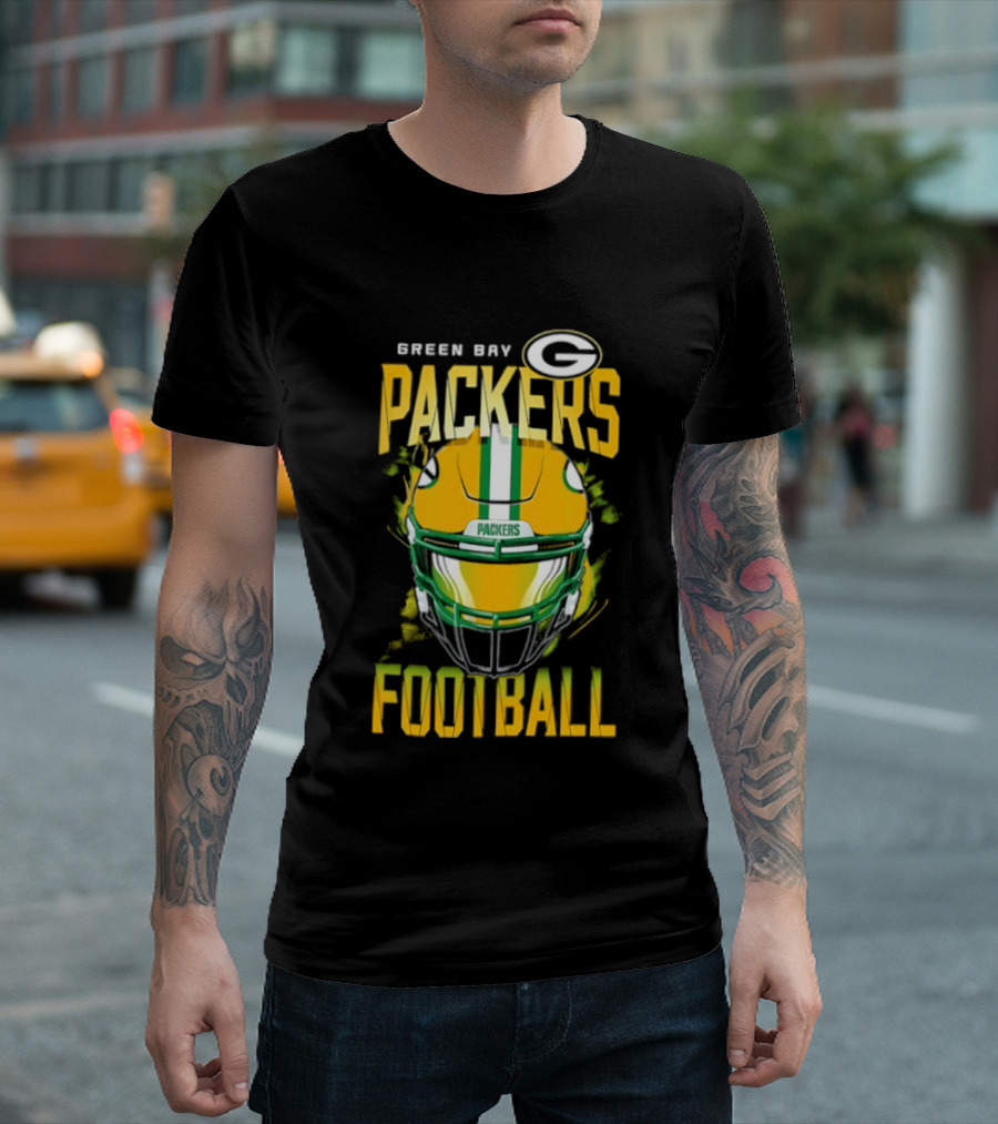 Green Bay Packers Football Helmet Packers Football T-Shirt