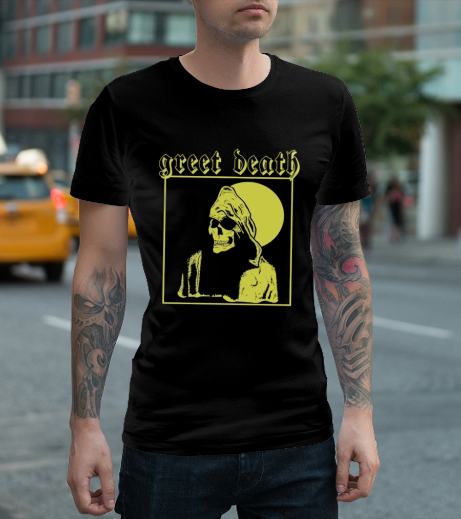 Greet Death Grim Reaper Band Alternative Rock Skeleton Halo T-Shirt