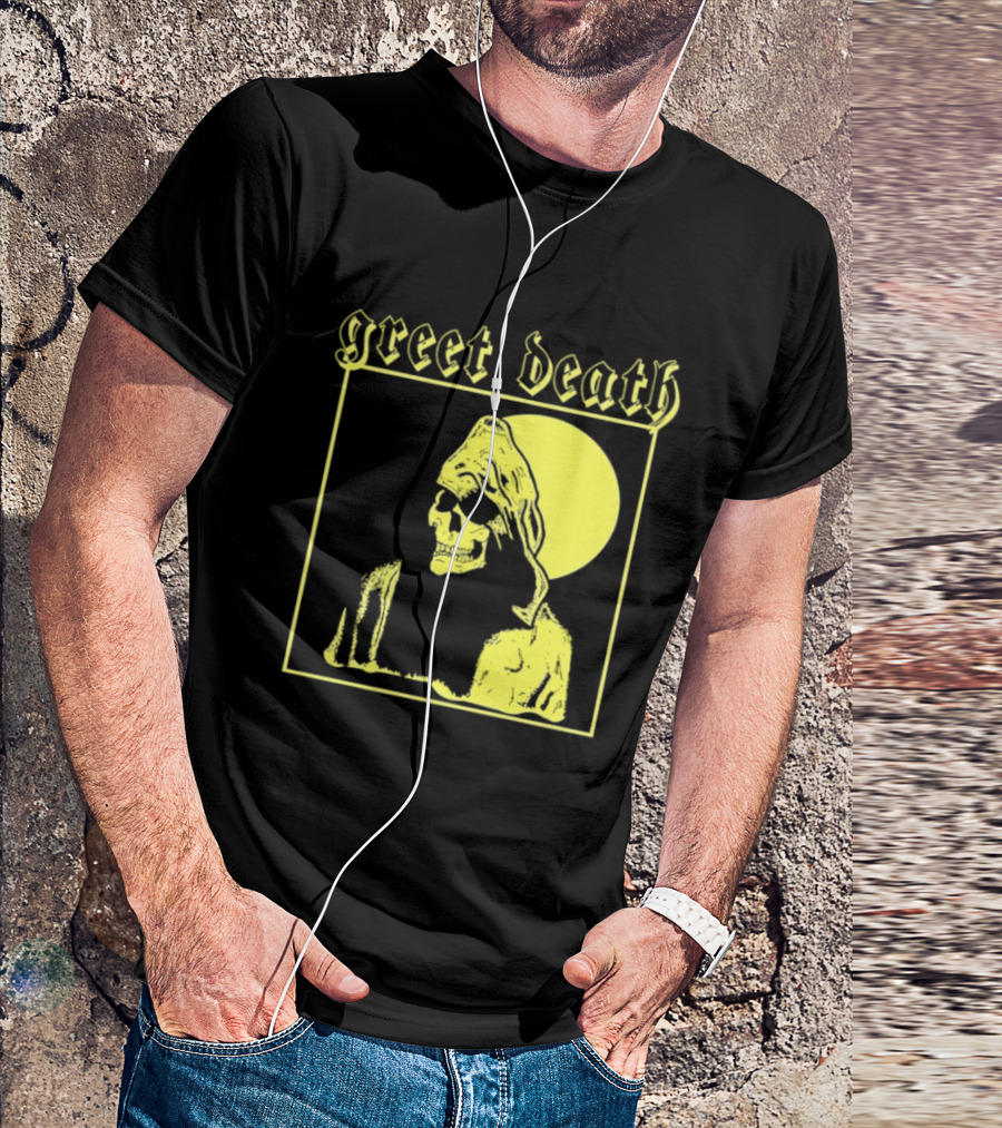Greet Death Grim Reaper Band Alternative Rock Skeleton Halo T-Shirt
