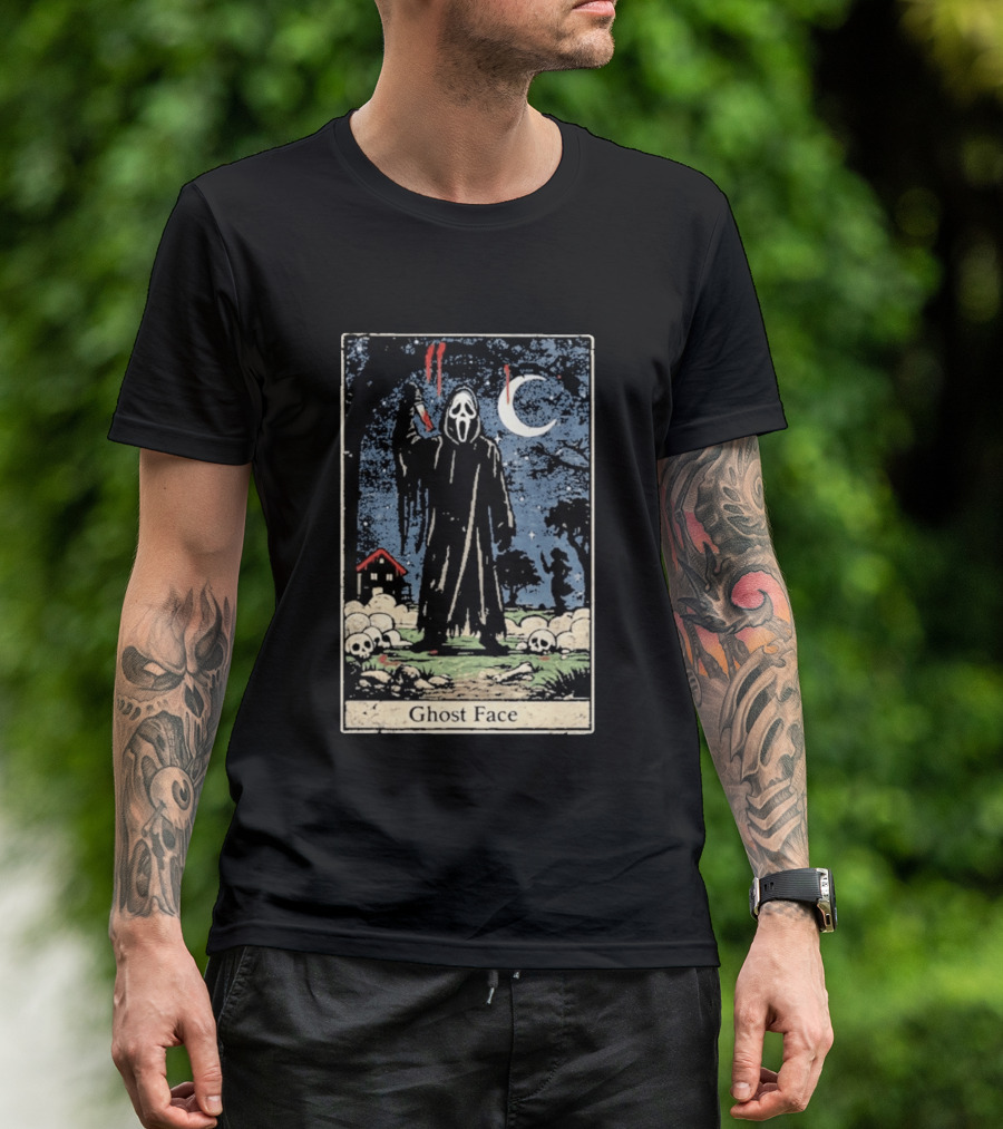 Ghost Face Scream Changes Tarot Card Crossover Halloween Horror Villain T-Shirt