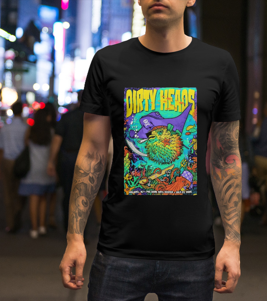 Dirty Heads Holmdel NJ July 23 2026 PNC Bank Arts Center Pirate Theme Ocean Creatures T-Shirt
