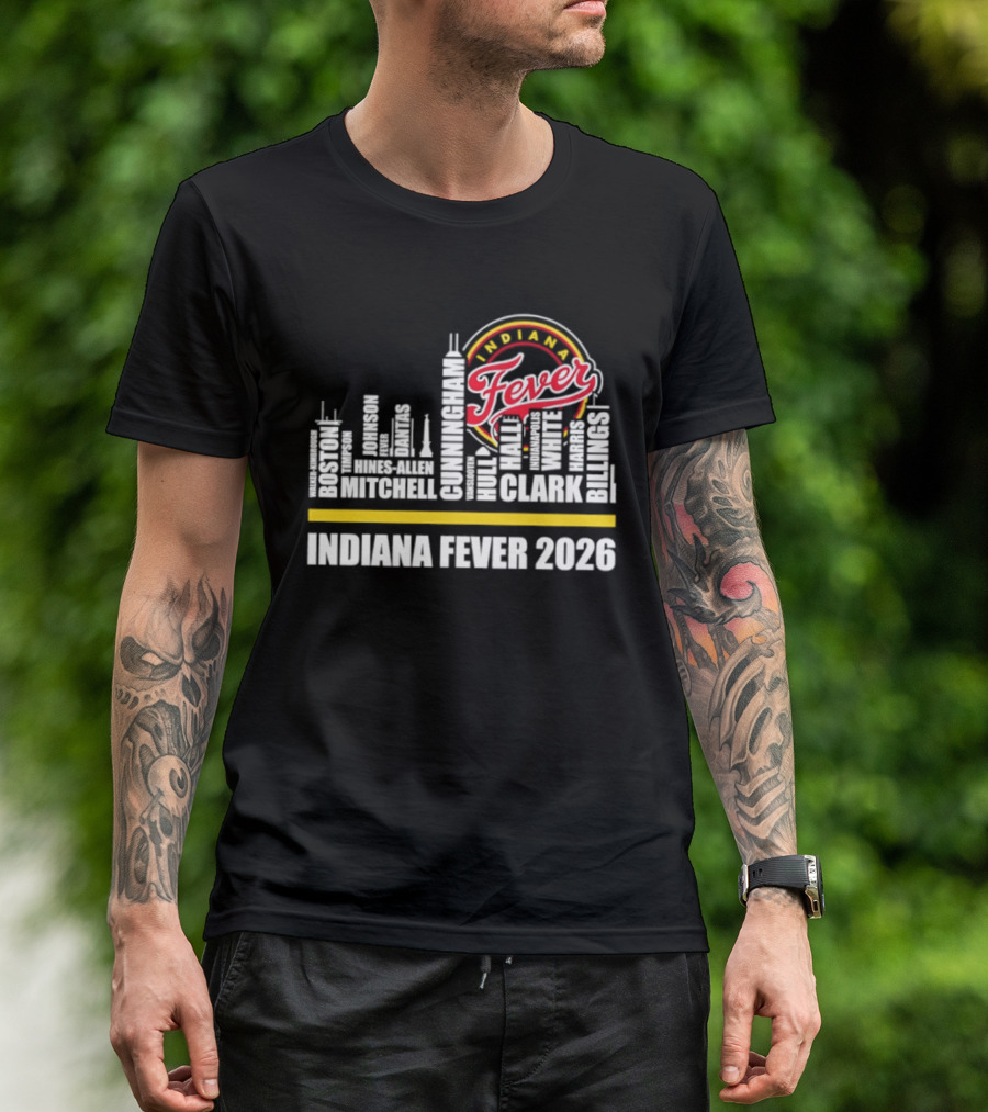 Indiana Fever 2026 Roster Skyline WNBA T-Shirt