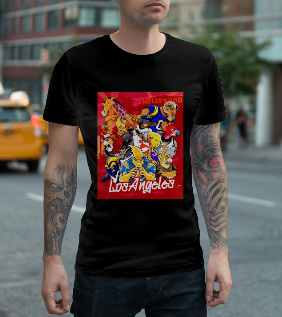 Los Angeles Legends Hollywood Sports Mashup With Dodgers Lakers Kings Rams And Clippers T-Shirt
