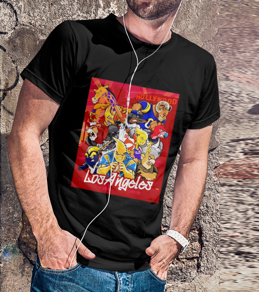 Los Angeles Legends Hollywood Sports Mashup With Dodgers Lakers Kings Rams And Clippers T-Shirt